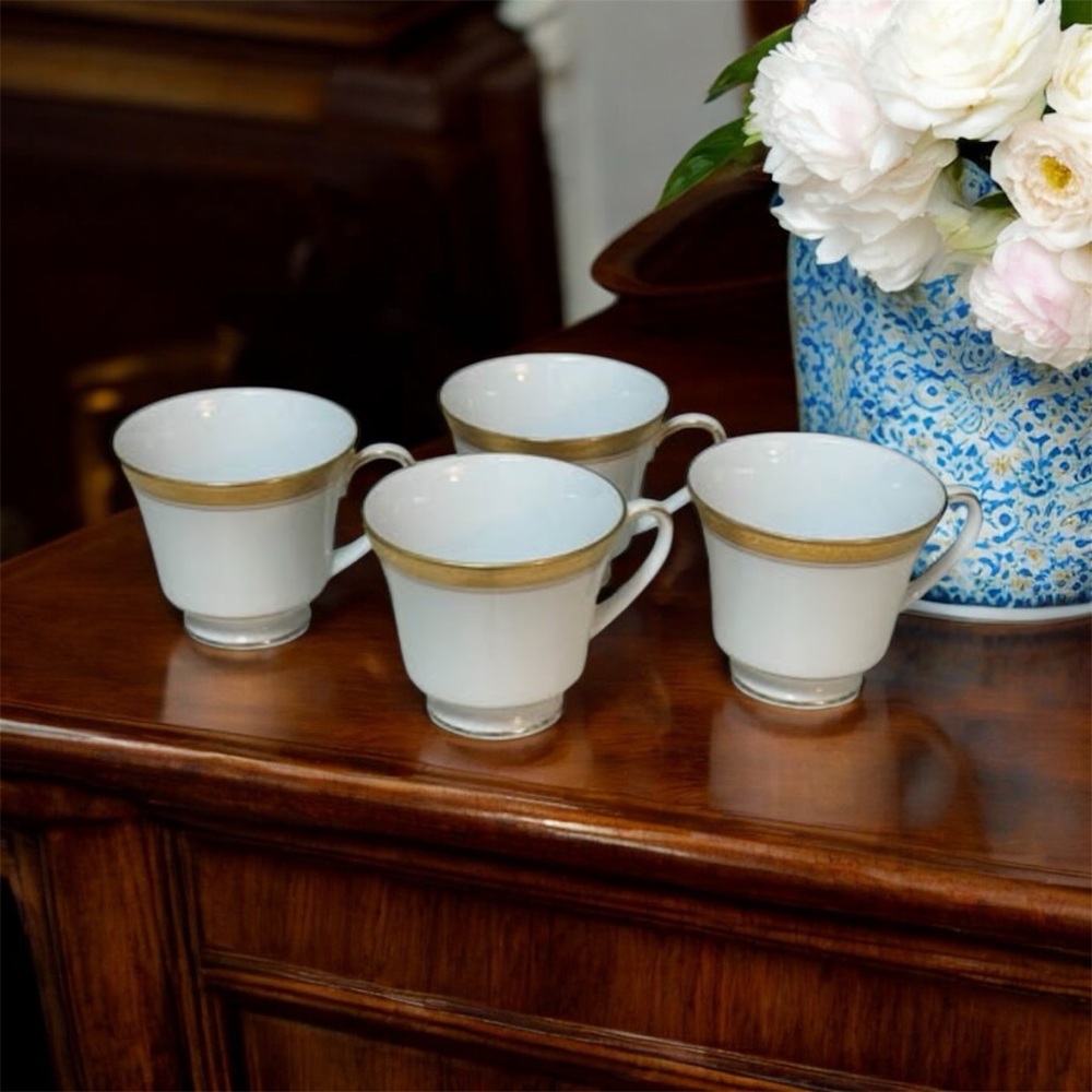 Vintage Noritake Legendary “Crestwood Gold” Tea Cups – Set of 4 | Gold Encrusted